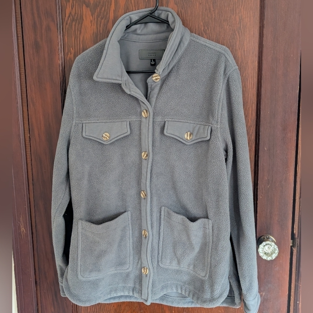 Blank NYC Gray Fleece Shacket Size Large